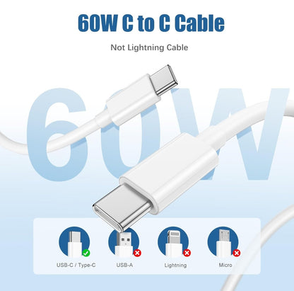 2kom 20W USB-C hitri polnilec + 60W USB-C na USB-C kabel (2pack)