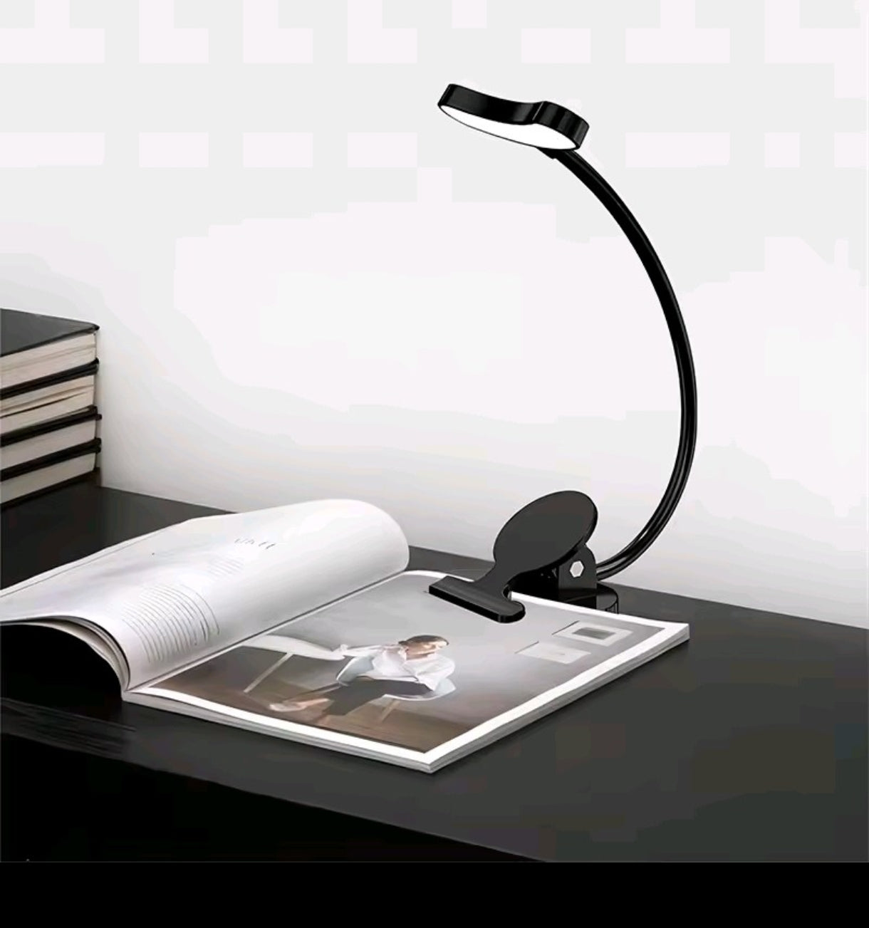 💡 LED Clip-On namizna svetilka – črna, USB polnilna