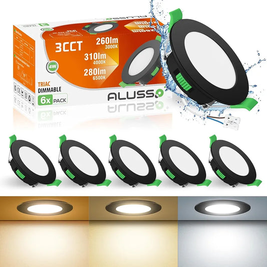 💡6x Alusso LED recessed light 4W (78mm) – white/black/nickel