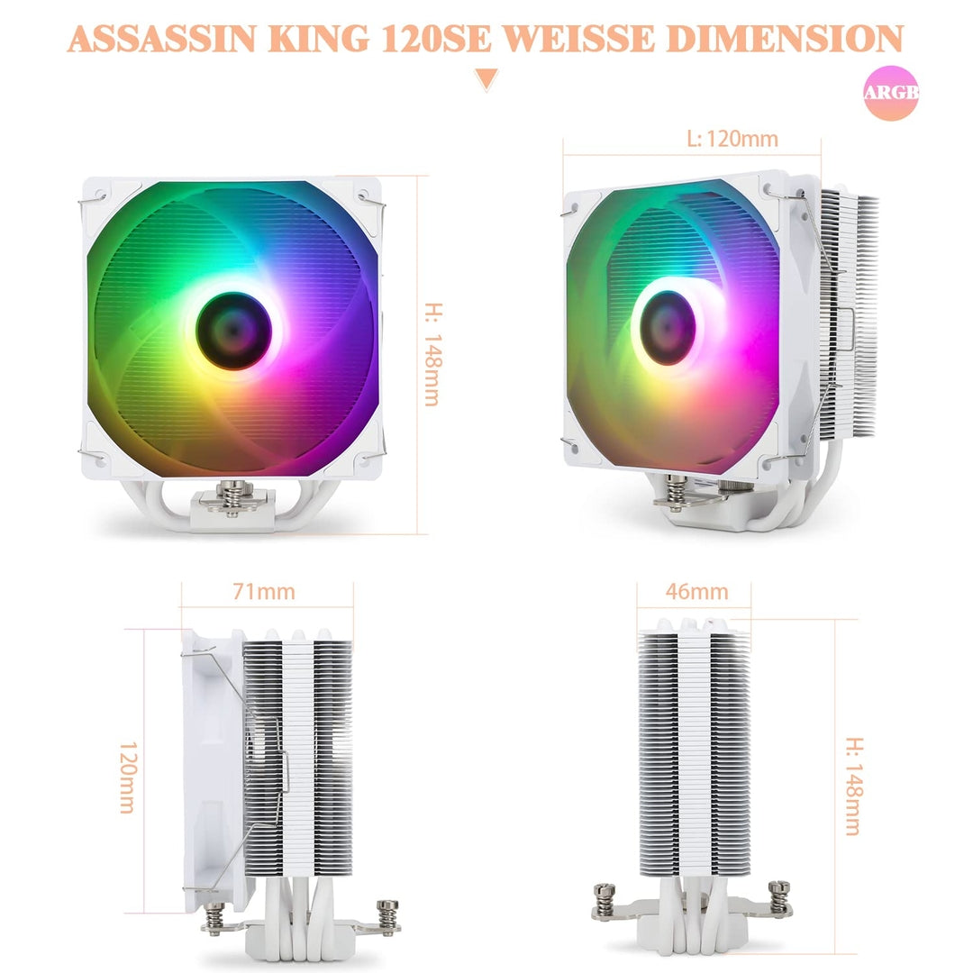 Thermalright Assassin King 120 SE WHITE ARGB – hladilnik za procesor (5 toplotnih cevi, RGB osvetlitev)