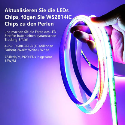 WiFi COB RGB-WW + IC LED trak – 24 V, IP20, 784 LED/m - 5m