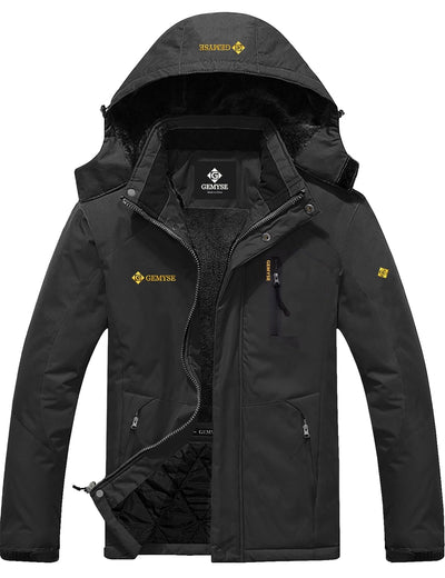 Moška zimska smučarska jakna GEMYSE – vodoodporna topla bunda s kapuco (temno siva XL)
