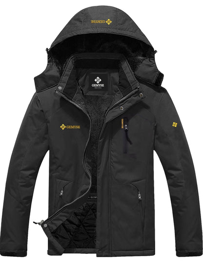 Moška zimska smučarska jakna GEMYSE – vodoodporna topla bunda s kapuco (temno siva XL)