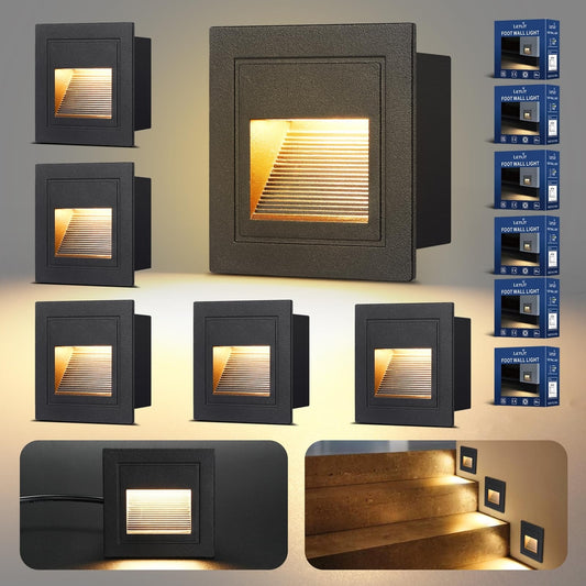 💡 LETLIT LED stair lighting - set of 6 pieces 3W 300lm (black)