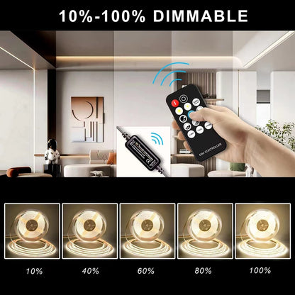 COB LED trak – hladno bela 6000K, 10 m, zatemnljiv, RF daljinec + napajalnik