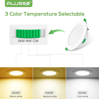 💡6x Alusso LED recessed light 7W (113mm) – white/nickel