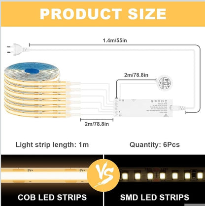 COB LED trak komplet z indukcijskim senzorjem – 6×1 m, topla bela