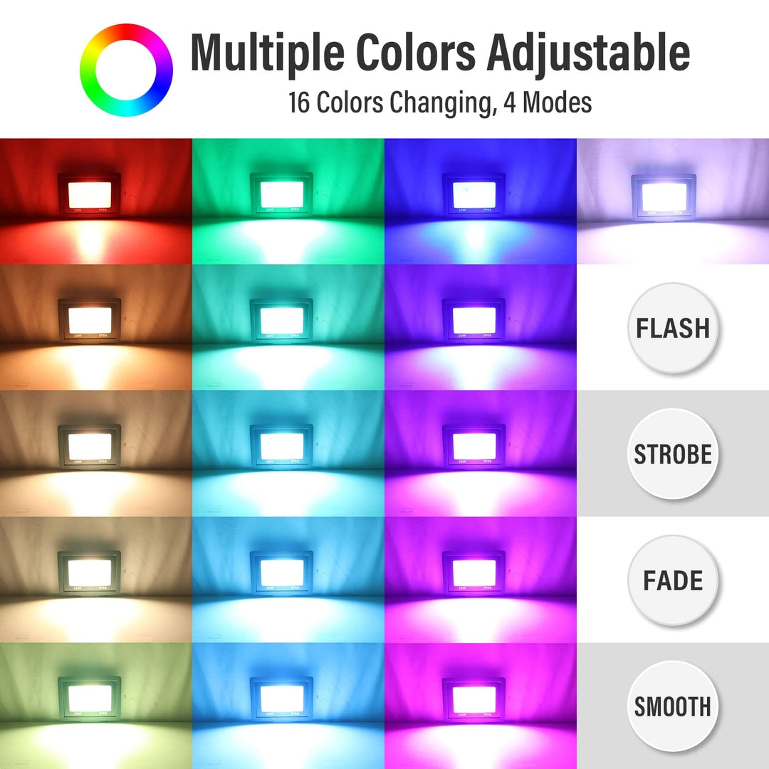 2x RIGIDON RGB LED reflektor 30W z daljincem – 16 barv, 4 svetlobni načini, IP66