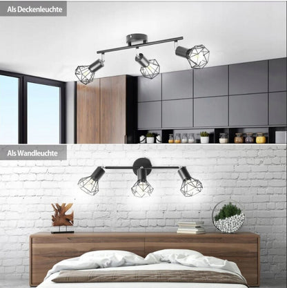 Stropna/stenska svetilka s tremi reflektorji + 3x LED žarnica 6W, 6500K - naklikaj.si