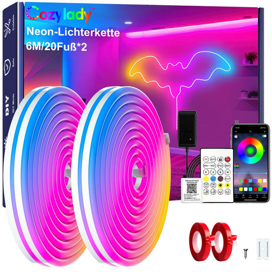 12m COZYLADY RGB Neon LED trak z aplikacijo in daljinskim upravljalnikom