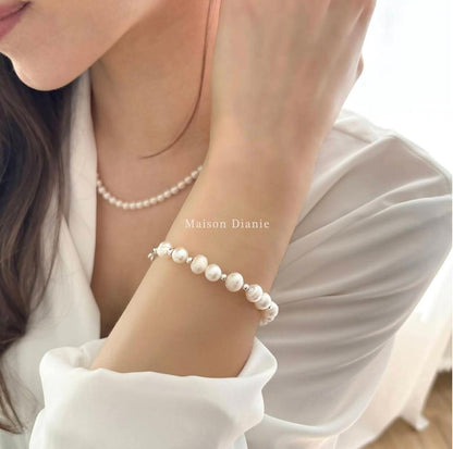 ✨ Silver (925) bracelet with Swarovski pearls -18cm