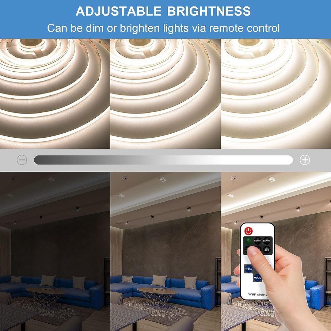 20m COB LED trak 24V 384LED/m, zatemnitveni, daljinec, 4000K
