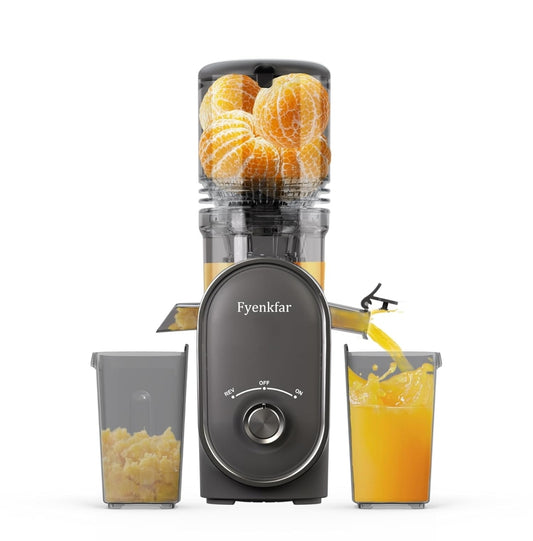 🍊 Počasni sokovnik Fyenkfar 802K, 300W – hladno stiskanje sadja in zelenjave (črn,siv)