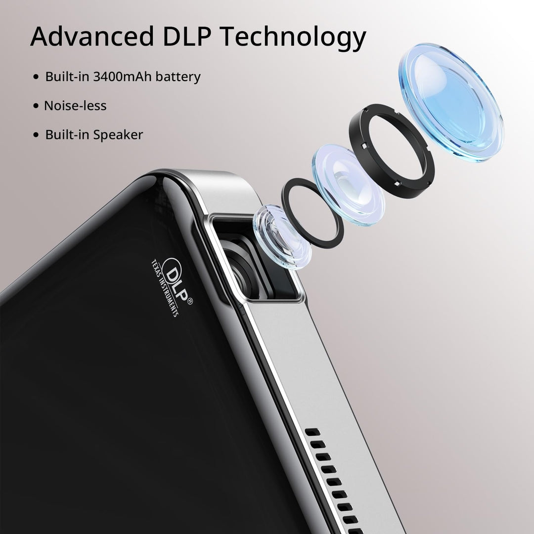 Prenosni YOTON Y200 DLP mini projektor, baterija 3400mah (2-3h), vgrajen zvočnik, hdmi, usb, aux