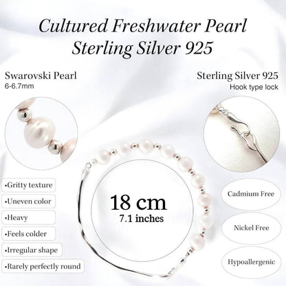 ✨ Silver (925) bracelet with Swarovski pearls -18cm