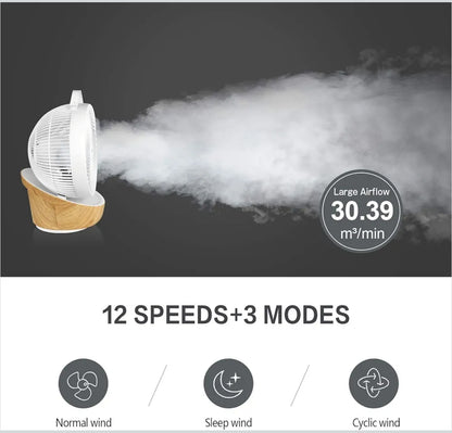 4UMOR profesionalni namizni krožni ventilator FS04 – tih, 12 hitrosti, daljinec, 3D oscillacija, za 30m²