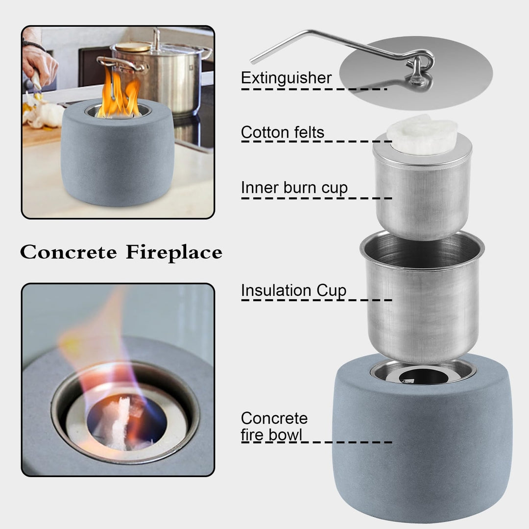 Namizni bioetanolni kamin iz betona – prenosni, brez dima