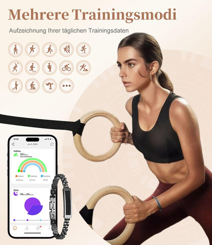 ⌚ LIGE pametna zapestnica za ženske (črna, srebrna)