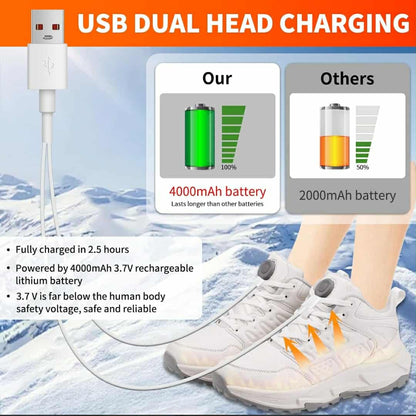 JINPURGON ogrevani zimski pohodni čevlji – vgrajena baterija, polnjenje USB - črni & beli