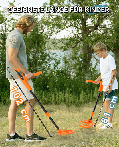 SUNPOW otroški detektor kovin – vodoodporen, nastavljiv in enostaven za uporabo (5–12 let)