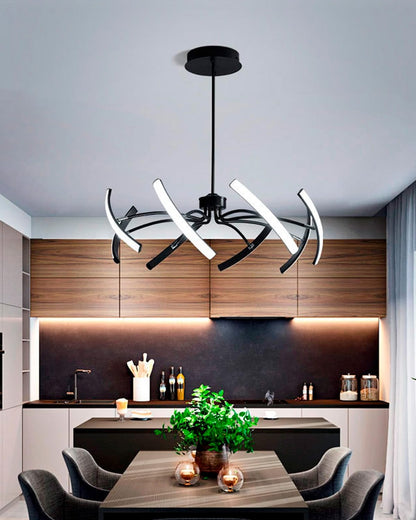 Moderni viseči LED luster 64W (100cm) z daljincem (črna barva)