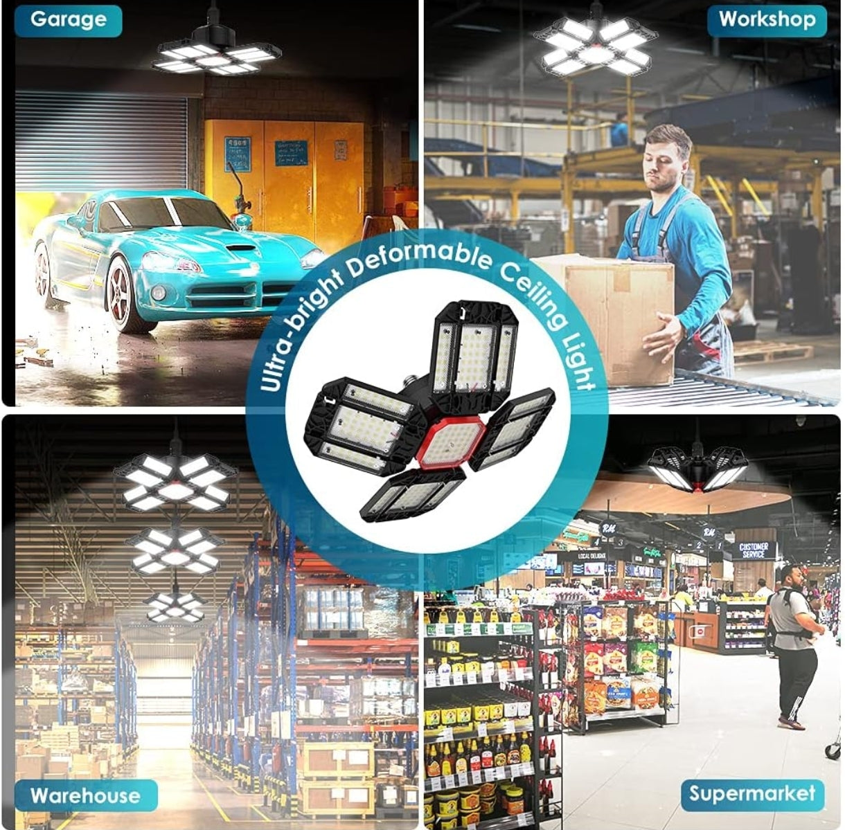 RAFOW 200W LED garažna svetilka (2 kosa, 20000 lm, 6500 K)