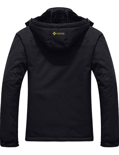 Moška smučarska jakna GEMYSE – vodoodporna topla zimska bunda s kapuco (črna M)