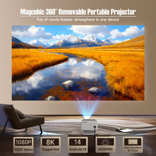 LED projektor Magcubic L018, 4K/8K, 400ANSI, Android 14, Wifi 6, AutoFocus - naklikaj.si