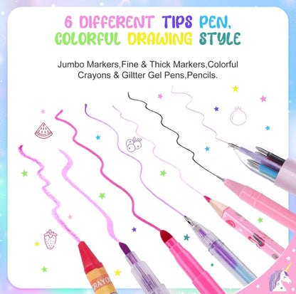 🦄56-piece creative set - unicorn with glitter