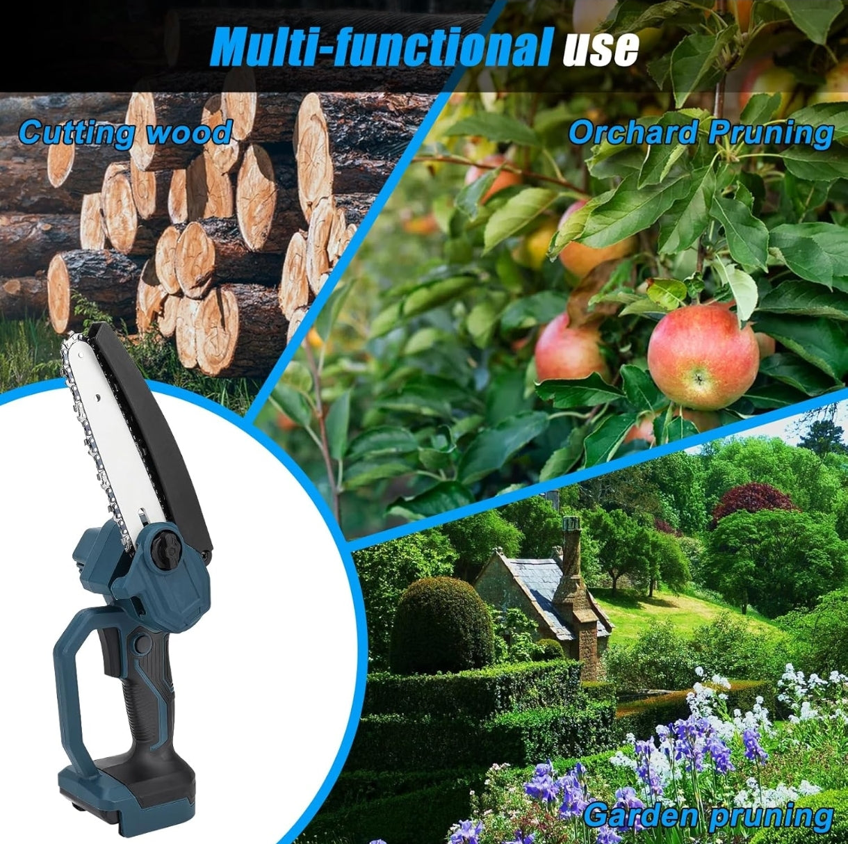 6'' mini akumulatorska verižna žaga – brezkrtačni motor, združljiva z Bosch 18 V baterijo (brez baterije)