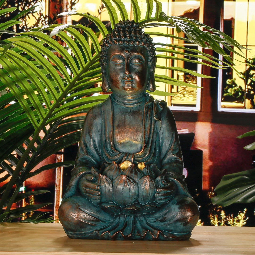 🪷Solarna figura/luč Bude z lotusom (26 cm)