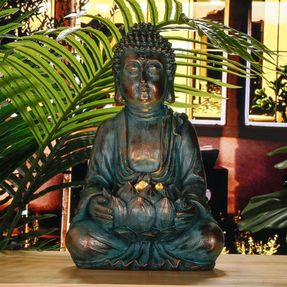 🪷Solarna figura/luč Bude z lotusom (26 cm)