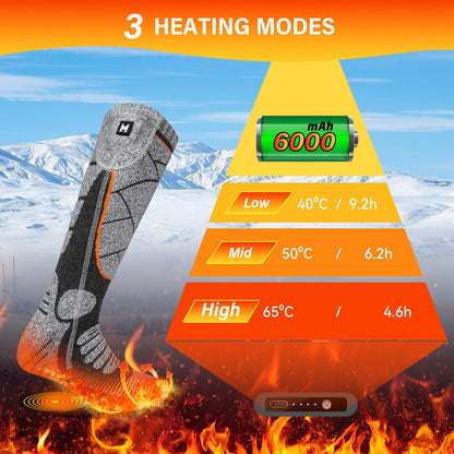 🧦 MUTOUHE electric heating socks with 6000mAh battery - 3 heating settings (universal)