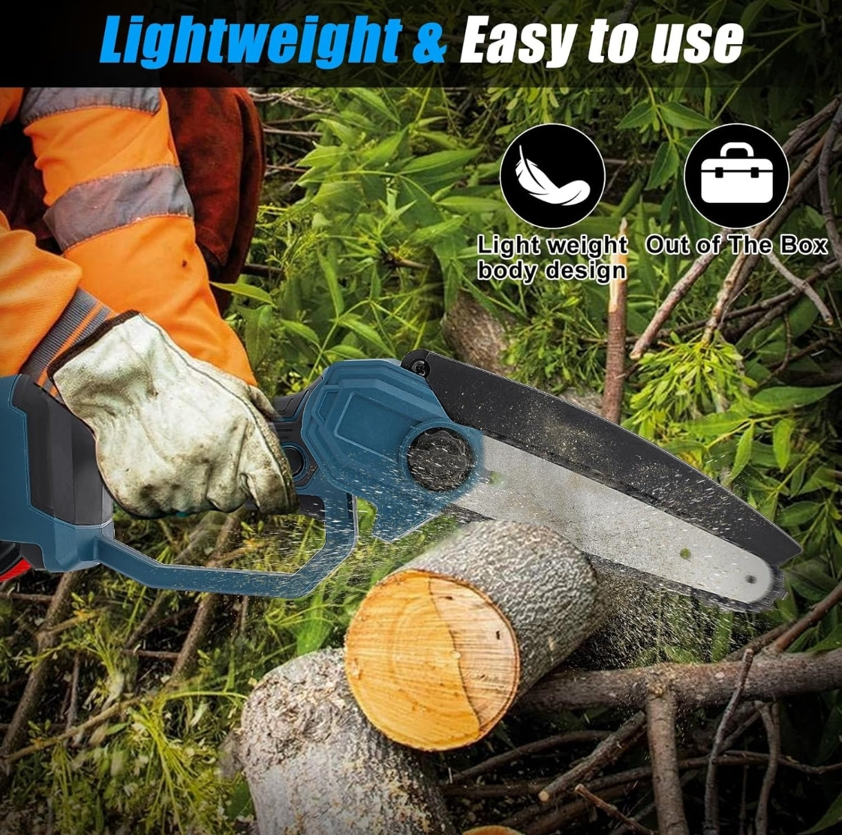 6'' mini akumulatorska verižna žaga – brezkrtačni motor, združljiva z Bosch 18 V baterijo (brez baterije)