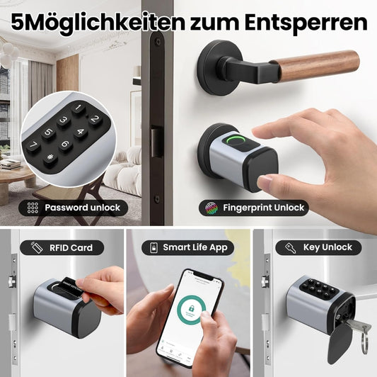 AceMining Smart Cylinder pametna ključavnica – prstni odtis / PIN / kartica / aplikacija - srebrna - naklikaj.si