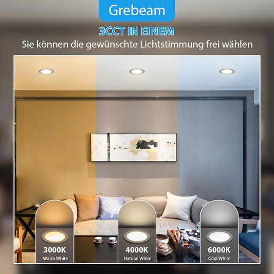 💡 12x Grebeam LED recessed light 12W (143mm) – white, IP65