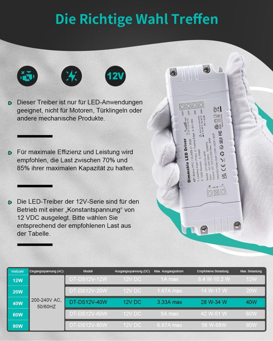 ⚡ REYLAX LED napajalnik 12V, 40W, IP20 – zatemnilni (dimmable)