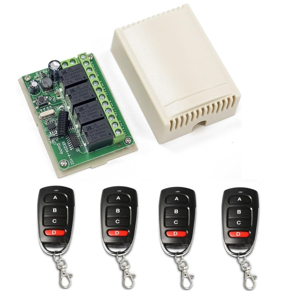 RF brezžični relejni modul 433 MHz – komplet s 4 daljinci, za pogon vrat, ograj...