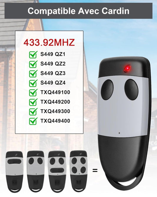 2x RUIZHI daljinec za garažna vrata CARDIN 433,92 MHz