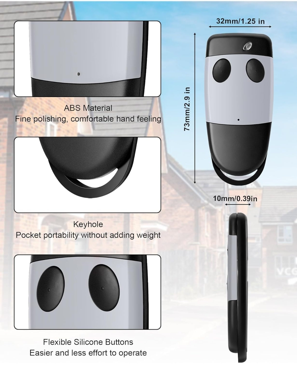 2x RUIZHI daljinec za garažna vrata CARDIN 433,92 MHz