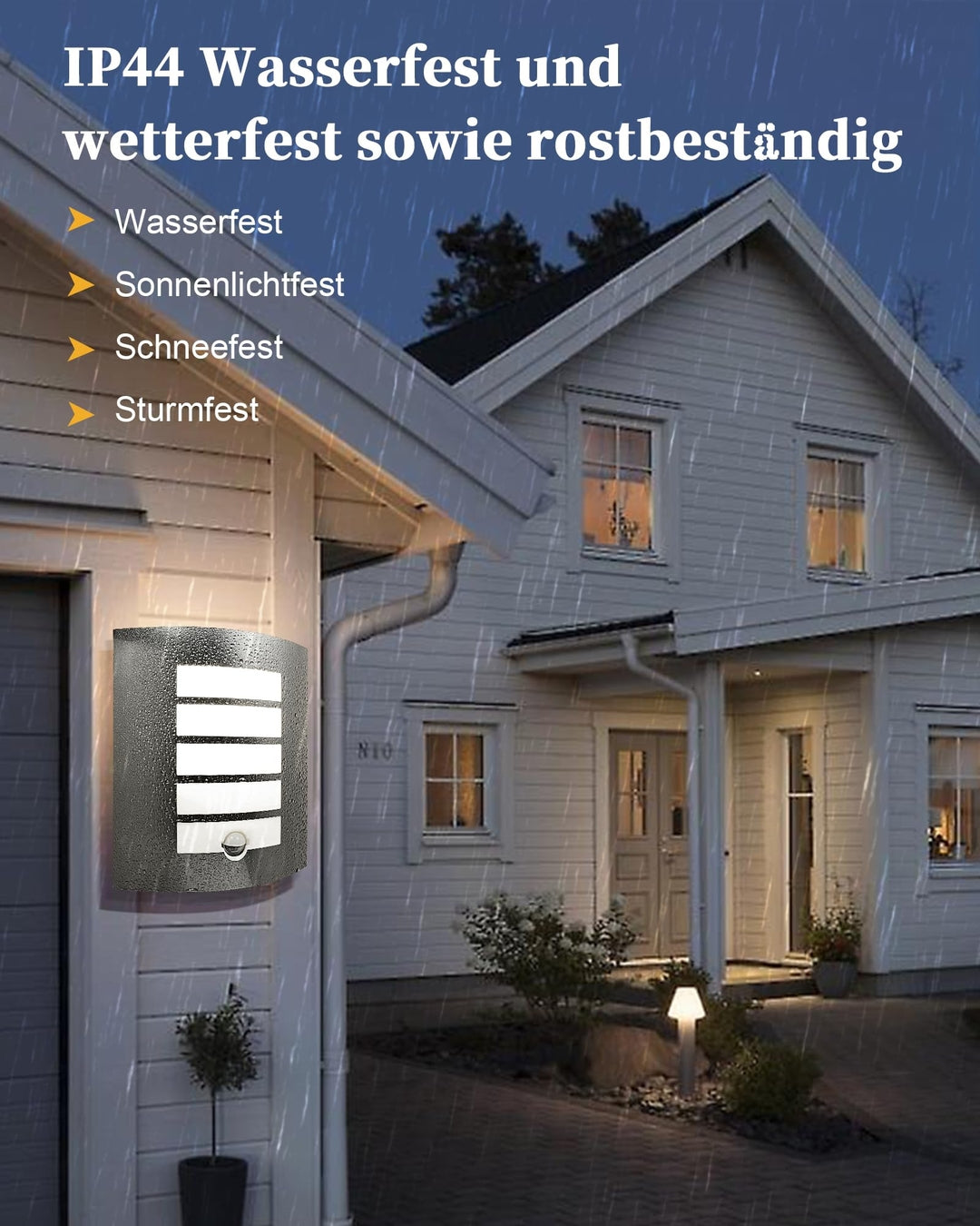 Set 2 zunanjih svetilk z detektorjem gibanja, IP44, nerjaveče jeklo z 2x 12W LED žarnicama E27 (3000K)