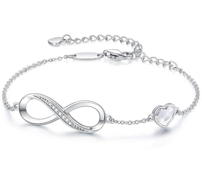 💎 LOUISA SECRET bracelet Infinite Love - 925 silver, with zirconia heart pendant, adjustable length 18cm+5cm