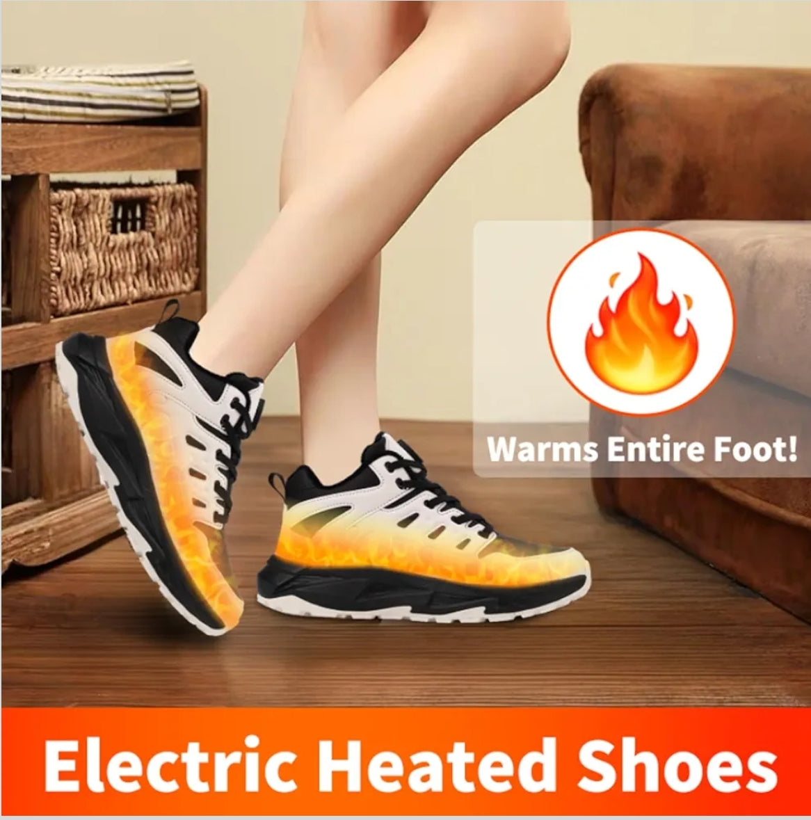 JINPURGON ogrevani zimski pohodni čevlji – vgrajena baterija, polnjenje USB (črni, beli, črni & beli)