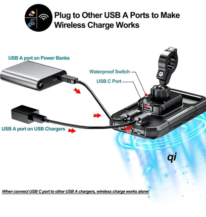 📱 iMESTOU Waterproof Phone Holder (IP67) with Wireless Charging – Size L (up to 6.8")