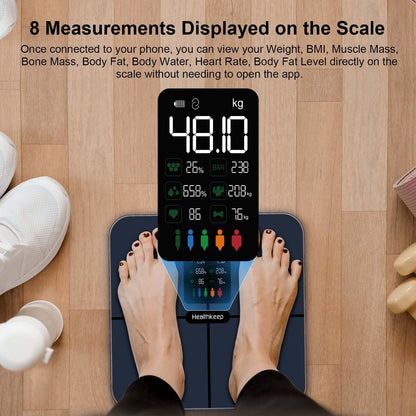 HEALTHKEEP pametna tehtnica z zaslonom – BT povezava, analiza telesne sestave, iOS, Android