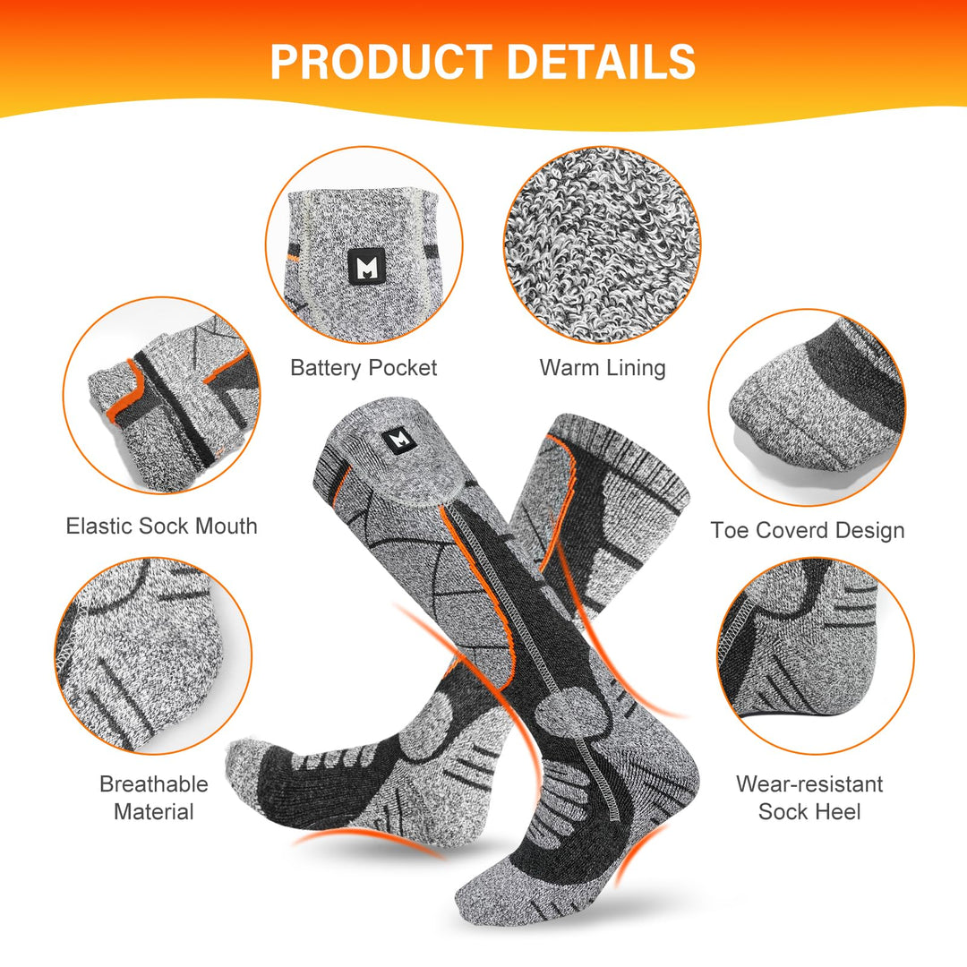 🧦 MUTOUHE električne grelne nogavice z baterijo 6000mAh – 3 nastavitve gretja (univerzalne)