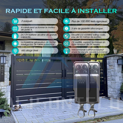 2x Avidsen daljinec za garažna in dvoriščna vrata – 4 gumbi, 433 MHz