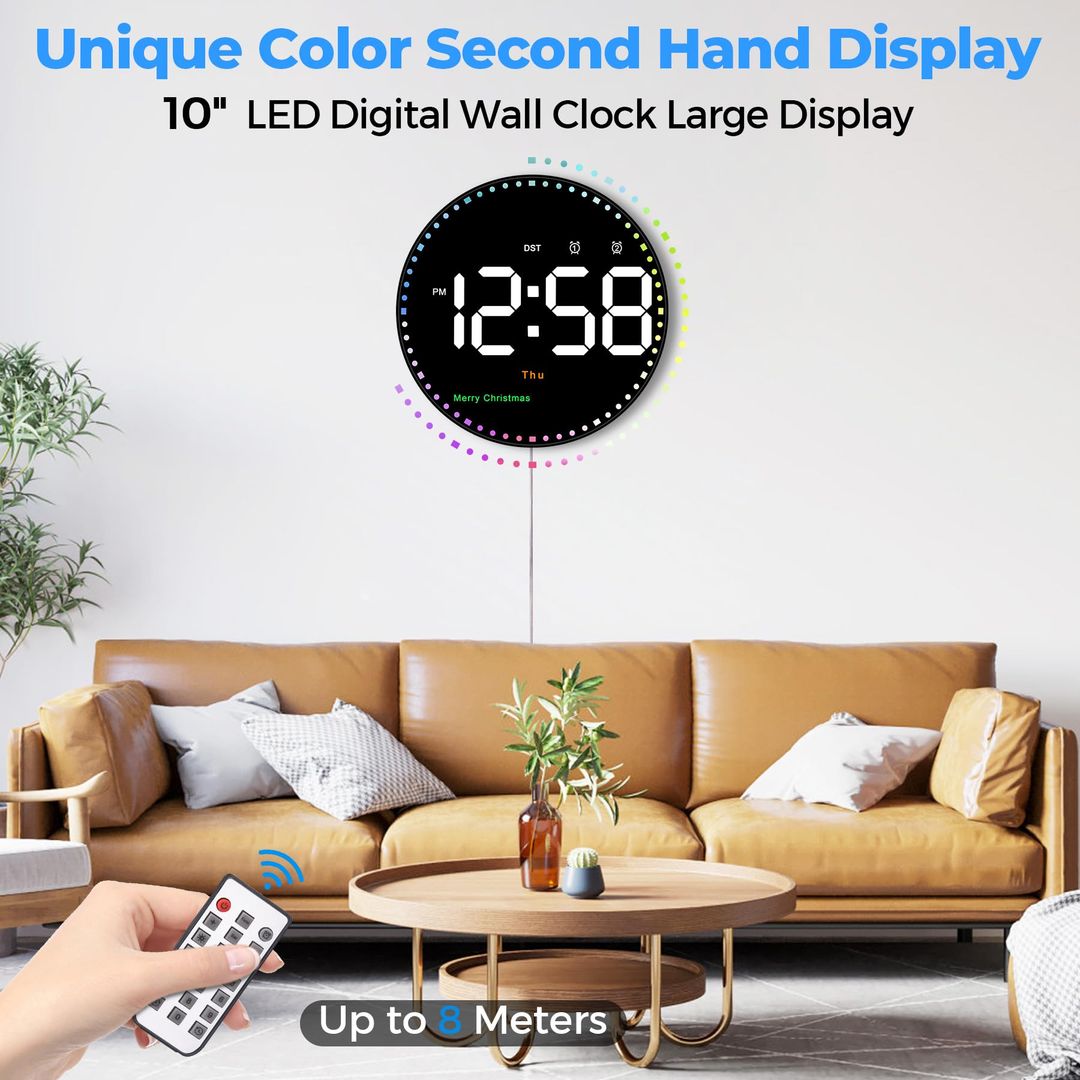 Moderna črna digitalna ura z barvnim prikazom (10-palčna)