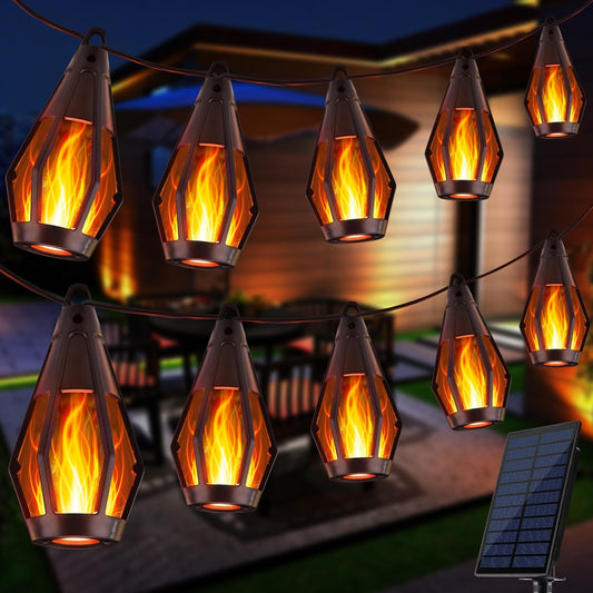 🔥 Solarne verižne luči z učinkom plamena – 15 LED, 12,6 m