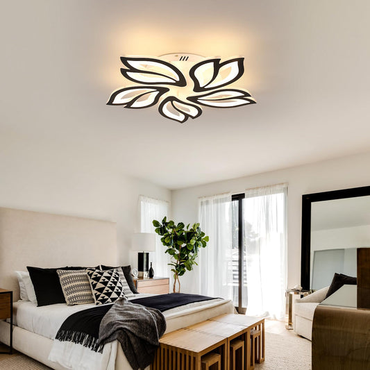💡 LED stropna svetilka 45W črna – moderna oblika listov